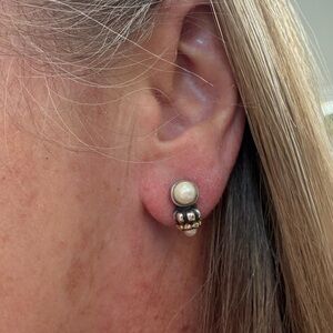 Elegant Pearl and Silver Stud Earrings